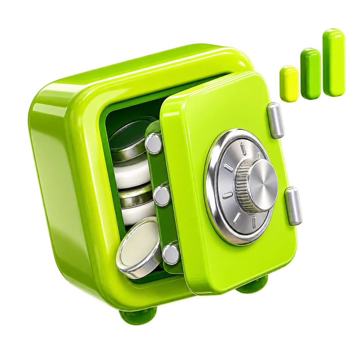 Lime green SHORT locker with silver coins